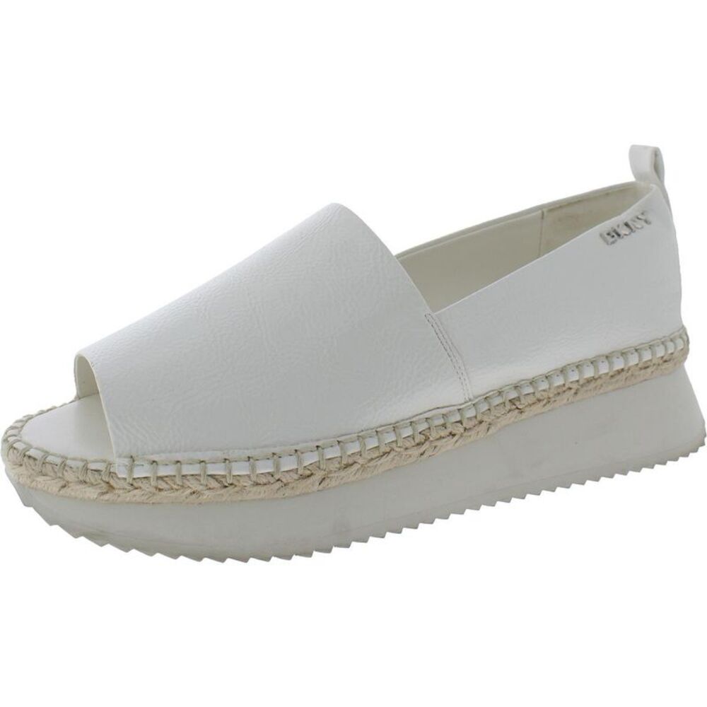 DKNY White Leather Espadrille Slide Sneakers